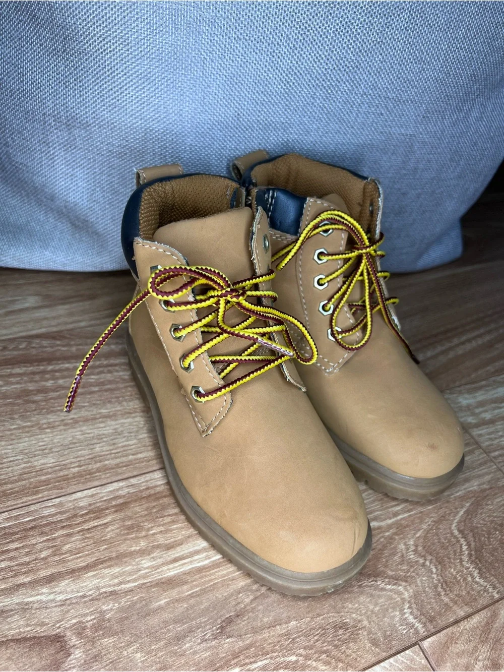 Eddie Bauer Kids Tan Lace-Up Side Zip Hiking/Work Boots Size 11